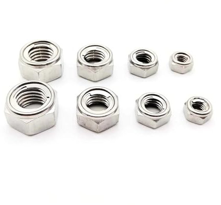 Sicherungsmuttern, 2/10X M3-M16 304 Edelstahl Vorherrschendes Drehmoment Typ Alle Metalleinsatz Hexagon Kontermutter Hex Selbstsichernde Kontermutter DIN980 GB6184(1pc M16)