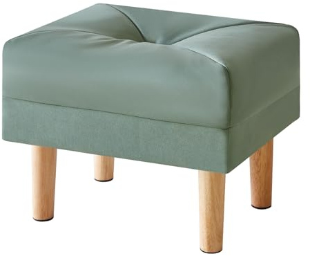 YMYNY Petit Pouf Ottoman, Chaise avec Siège Rembourré en Éponge, Repose-Pieds, Tabouret Bas en Bois Pour Chambre à Coucher, salong, Entrée, 40×29×32 cm HBD040GR