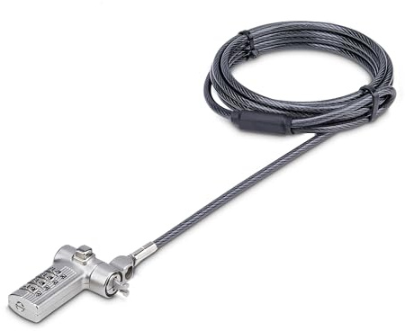 StarTech Universal Laptop Cable Lock, 2m (2m) | Compatible With Noble Wedge/Nano/K-Slot, Serialized Security Cable, UNIVCS-LAPTOP-LOCK