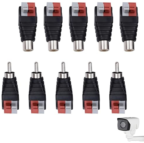 5 Pairs Premium 2.1 X 5.5mm Connector 12V Male Female DC Barrel Jack Power Connector Screw Terminal Adapter Socket Plug Kit for CCTV Security Camera Led Light Strips or Other DC 5V-24V Devices (RCA)