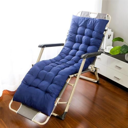 Sonnenliegen-Kissen für Terrasse, Garten, Sofa, klassische Wohnmöbel, Chaiselie-Schaukelstuhl, Polsterauflage in verdicktem Blau, Größe 155 x 40 cm