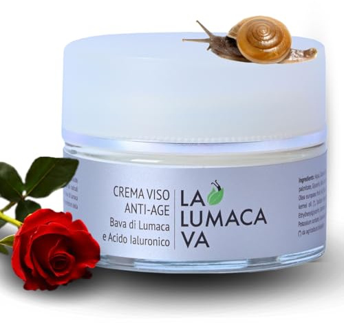 LA LUMACA VA Crema Viso alla Bava di Lumaca Pura, Idratante Lenitiva, Azione Antirughe, Assorbimento rapido, Acido Ialuronico, Made in Italy, 50 ml