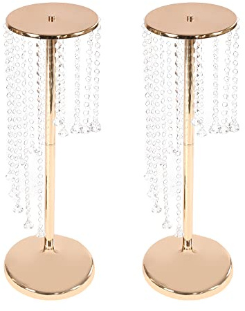Portafiori in metallo Vasi d'oro Vaso di fiori di cristallo Set di 2 nozze Altezza del prodotto: 70CM Diametro della piastra superiore: 20CM