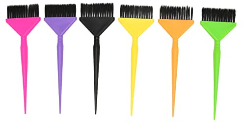 Brosse de Teinture pour Cheveux, 6 Couleurs, Brosse de Coloration Multicolore à Longue Queue, Outils de Teinture pour Cheveux, pour Salon et Usage Domestique