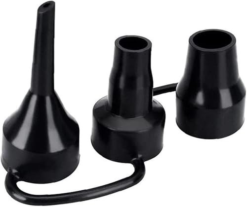 Black Air Pump Replacement Nozzles, Plastic Nozzles for Inflatables, 3 Sizes for Air Beds/Mattresses, Durable and Practical