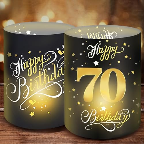 12 Windlicht Tischdeko 70 Geburtstag, Tischdeko 70 Geburtstag Mann | 70 Jahre Happy Birthday Tischdeko, Geburtstag Tischdeko Männer Frauen, Windlichter Deko für Teelichter oder Kerzen