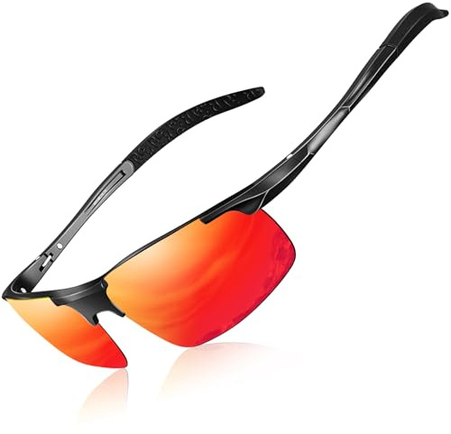 DADA-PRO Sonnenbrille Herren Polarisiert Sportbrille Fahrerbrille mit Ultraleichte Al-Mg Metallrahmen, UV400-Schutz TAC Linse, Autofahren, Angeln, Golfen, 8177S, Cat 3