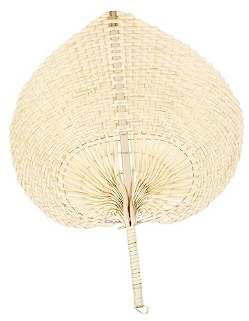 Alipis Handmade Straw Weaving Fan Natural Pu Palm Leaf Fan Summer Cooling for Outdoor and Indoor Use