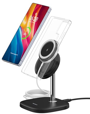 SwanScout Magnetisk Trådlös Laddare för Samsung Galaxy S26 Ultra/S26+/S26/S25/S24/S23/S22/Z Flip/Z Fold 7, för i-Phone 17/17e/Air/16/15/14/13/12, Laddningsstation Wireless Charger Stand (No Adapter)