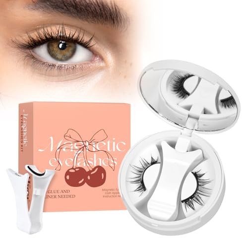 Higu clace pestañas postizas magneticas naturales, kit de pestañas magnéticas con aplicador, pestañas imantadas No requiere pegamento ni removedor de pegamento, amigable para principiantes(SET NT)