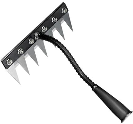 LOVIVER Râteau de Désherbage de Jardin en Acier Allié, Outil de Dissolvant de Griffe d'Outil Manuel des Mauvaises Herbes, Râteau à Main pour Déchaumage, 7 Dents