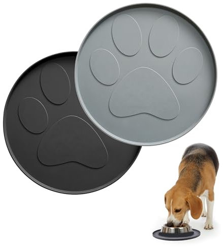 2 Stück Napfunterlage Hund, Napfunterlage Katzen, Hundenapf Unterlage, rutschfeste Fütterungsmatte, Wasserdicht Silikon-Futtermatten für Mittlere und Kleine Haustiere