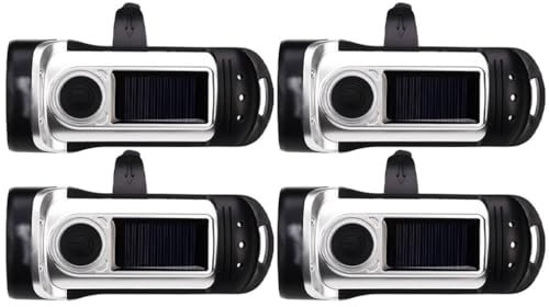 Juego De 4 Linternas Dinamo para Viajes Al Aire Libre, Linterna Autoalimentada con Luz Regulable, Linterna Manual Alimentada por Energía Solar, para Senderismo Deportivo