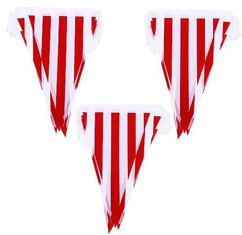 DECHOUS 1 Satz Zirkus Ziehfahnen Zirkus Party Dekorationen Unterhaltung Karneval Girlande Party Banner Dekoration Hängefahnen Hängebanner Hängeschmuck Streifen 3 Stück