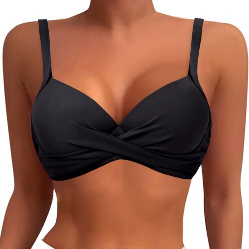 Generisch 2025 Haut de bikini à armatures pour femme Soutien-gorge push-up rembourré Haut de maillot de bain 2025 Haut de maillot de bain Débardeur chantier, Noir , XXL