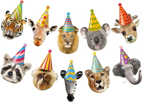 Waldtiere Girlande Geburtstag,Safari Deko Happy Birthday Banner,Dschungel Geburtstag Girlandes,Happy Birthday Girlande Tiere Kinder Banner für Junge Mädchen