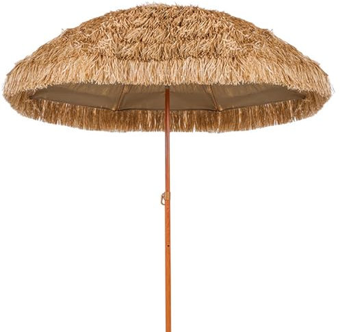 JTPMYFT Ombrellone in Paglia, ombrellone da Spiaggia con 8 Stecche, Protezione Solare UPF 50, Bar all'aperto, Patio, Giardino, Spiaggia, Piscina, Cortile(2m)