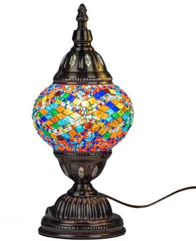 formano Marokko Mosaik Tischlampe orientalisch 28cm - Lampe Metall & Buntem Glas- stimmungsvolles Lichtdesign im Boho-Stil - E14-Fassung - dekorativ für Wohnzimmer, Schlafzimmer & Geschenkidee