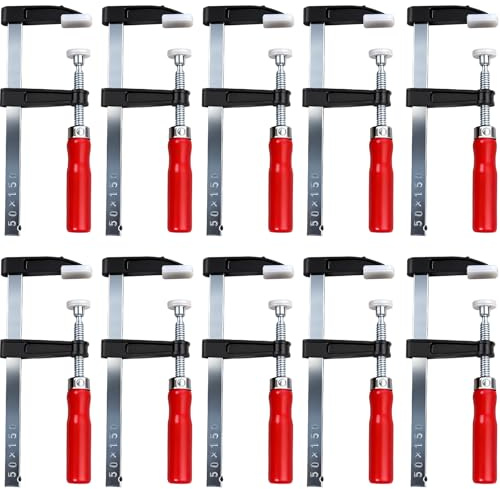 SBGGRL Schraubzwingen-Set, 10er-Pack F-Zwingen 300 mm/200 mm/150 mm, Klemmtiefe 50 mm, Gusseisen, für Holzbearbeitung DIY Handwerkzeug, 150 mm