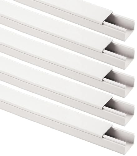 Mini canalina 20x20mm, lunghezza 10 metri, 5 canaline da 2mt, colore bianco, impianto elettrico a parete fuori muro, canaline per cavi elettrici, passacavi a parete, coprifilo, in tecnopolimero