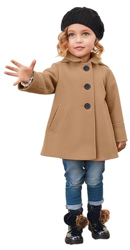 cenozo Manteaux Fille,Manteau Hiver Fille avec Poches,Revers de Type Veste,Boutonnage Simple,Manches Longues,Veste de Transition Printemps-Automne pour Filles de 2 à 8 ans