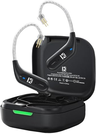 Yinyoo KBEAR BT15 PRO Modulo Bluetooth 5.4 con gancio per ​Adeggiatore Auricolare Wireless Sportive HIFI Ampia Compatibilità per KZ ZS10 PRO/EDX PRO/ZSN PRO/ZST (nero, 2 pin da 0,78 mm)