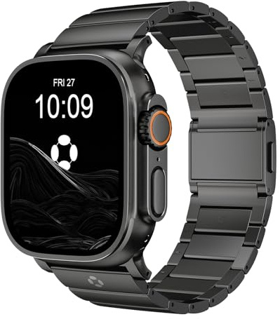 FiNESTONE Grad 5 Titan Armband für Apple Watch Ultra 3/2/1 49 mm & Series 11/10 46 mm – Verstellbares Ultra Armband mit Magnetverschluss, DLC-beschichtet, kratzfest, 24 mm Breite,CRNS02