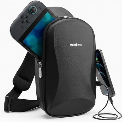 MeloSync Sling Crossbody Bag for Nintendo Switch 2 (2025) - EVA Hard Shell Protective Case for Accessories with Charging Interface