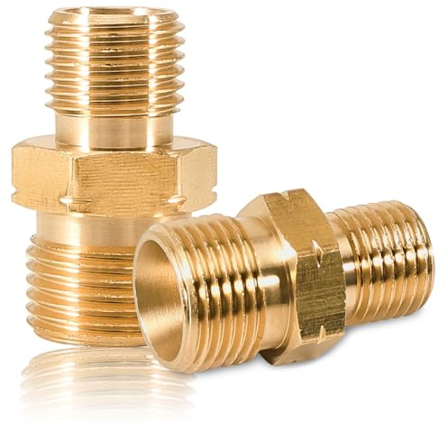 2 Stück Messing Gasschlauch Verbinder, AG1/4 lks x AG 3/8 lks Schlauchverbinder Propan Linksgewinde Kupplung, Gasschlauch Verbinder Doppelnippel, für Gas, Flüssigkeiten Rohrleitungen