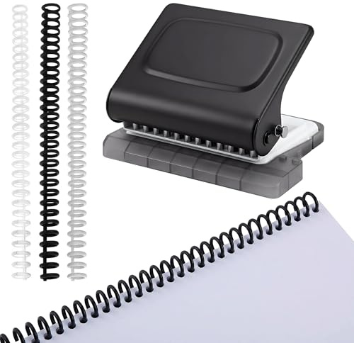 Lifegogo Perforatrice 10 Fori Regolabile per A4 A5 B5, Macchina Rilegatrice Manuale con 12 Anelli Flessibili, Perforatore Carta per Planner Journal Scrapbooking e Documenti, Grigio