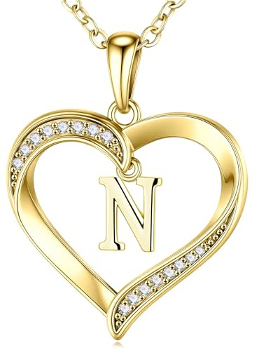 TINGN Gold Kette mit Buchstaben Damen - 14K Gold Vergoldet Herz Halskette Damen Kette mit Buchstaben A-Z Geburtstagsgeschenk Personalisierte Geschenke für Frauen Mädchen Freundin Schmuck