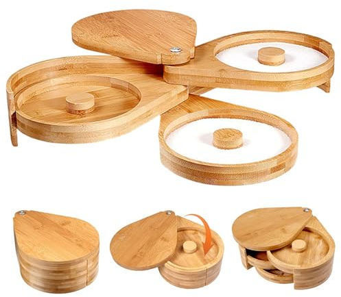 Margarita Salt Rimmer with Swivel Lid, 3 Tiers Sugar and Salt Rimmer for Cocktails Wooden Bar Glass Rimmering for Drinks, Cocktail, Martini, for Cocktails