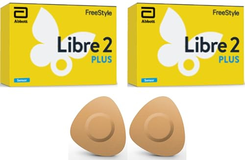 2 x FreeStyle Libre 2 Plus Sensors – Continuous Glucose Monitoring System for Diabetes Management (UK) + 2 x Water Resistant & Durable Sensor Covers