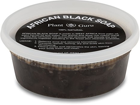 Plant Guru African Black Soap Paste 8 oz. - Pure & Natural Traditional Skincare for Face, Body & Hair. | Handmade Cleanser for All Skin Types. Imported From Ghana.