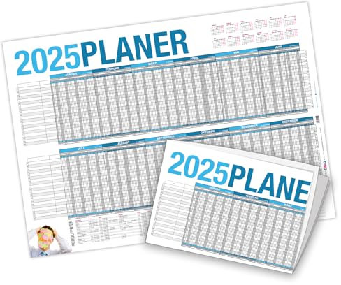 itenga Urlaubsplaner Wandkalender DIN A2 (59,4 x 42,0 cm) 250g/m² Personalplaner, gefalzt (2025)