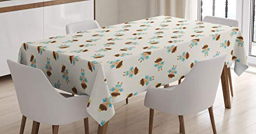 ABAKUHAUS Heiligenschein Tischdecke, Engel mit Flügeln Weihnachten, Für den Inn und Outdoor Bereich geeignet Waschbar Druck Klar Kein Verblassen, 140 x 170 cm, Blassblau Schokolade Elfenbein