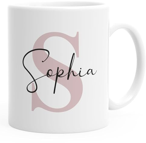 SpecialMe® Namenstasse personalisierte Kaffee-Tasse mit Namen und Buchstabe persönliche Geschenke Buchstabentasse Weiss-altrosa Keramik-Tasse