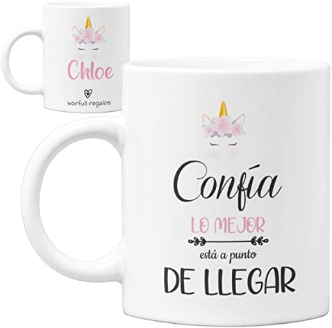 Worfull Regalos Taza Cerámica Personalizada con Frase Motivadora - Confía Lo Mejor Está por Llegar