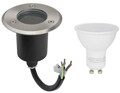 JungesLicht LED Bodeneinbaustrahler Alfa Mini IP67 Edelstahl 2000KG Belastbar GU10 5W Warmweiß 420Lumen 230Volt Rostfrei Wasserdicht Bodenleuchte Gartenleuchte Gehwegbeleuchtung Set Rund Außenleuchte