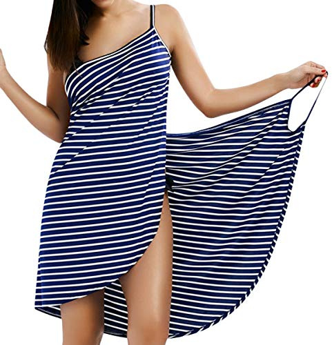LumiSyne Cache-Maillots Bikini Femme Maillots De Bain Sarongs Robe De Caraco à Rayures De Mode Col en v Sexy Robe De Plage Jupes Wrap De Plage Grande Taille