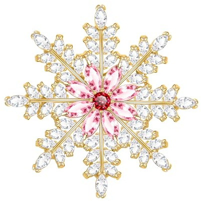 KristLand Elegante Schneeflocken Brosche mit funkelndem Zirkonia Stein Weiß Gold überzogene Blume Brosche Pin Hochzeiten Weihnachtsschals Outfits Pin Geschenk für Frauen Damen