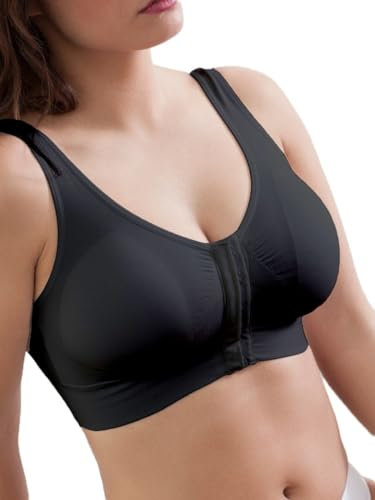 Selene, Reggiseno Donna in Tessuto Anallergico, Senza Ferretto, con Coppe Estraibili e Comoda Chiusura Davanti, Collezione Luisa, Colore Nero, Taglia XL