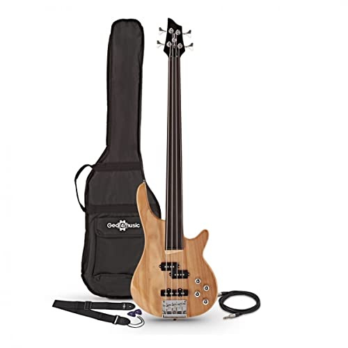 Gear4music Guitare Basse Fretless Chicago avec Accessoires