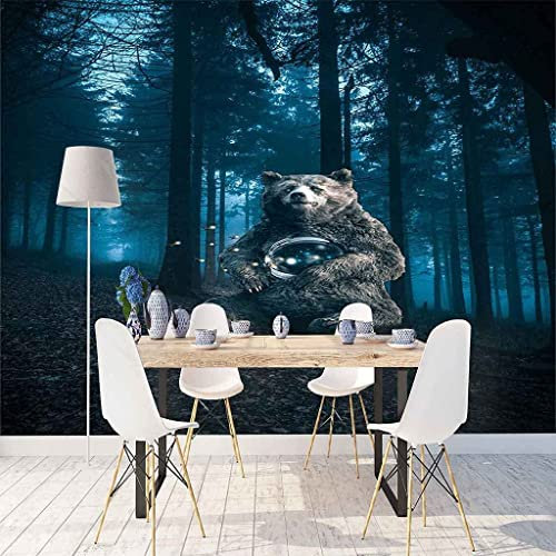 Papier Peint Photo Moderne Animal Ours Forêt 3D Mural Papier Peint Salon Tv Chambre Garçon Fille Chambre D'Enfants Auto-Adhésif Géant Autocollant 3D Papier Peint Décoration De La Mais 400(L)x280(H) cm