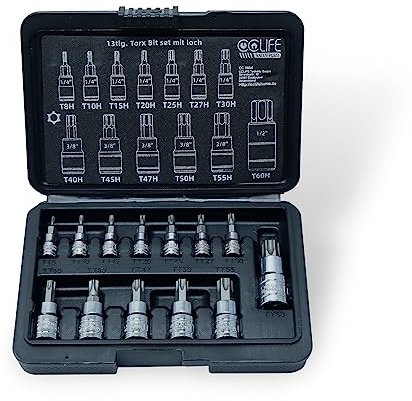 CCLIFE Torx Steckschlüsselsatz T8H-T60H S2 Legierungsstahl 13tlg