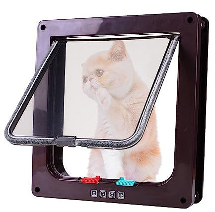 Gearmax 1 Pezzi Porta Schermo per Animali Domestici,Gattaiola per Gatti,Entrata e Uscita Controllabile, Porta Scorrevole per Finestra di Sicurezza per Animale Domestico,Marrone