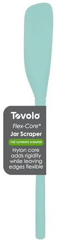 Tovolo Silicone Jar Spatula Long Handled Rubber Scraping Scooping Tool for Peanut Butter Jam Jelly Jars Blenders, Extra Long Flex Core Silicone Jar Scraper Dishwasher Safe BPA Free, Aqua Seafoam Green