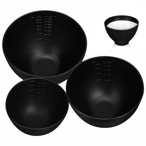 FOMIYES Juego de 3 cuencos de silicona para mezclar máscaras faciales, soporte para mezclar máscaras faciales, cuenco de barro facial para salón de belleza en casa (negro)