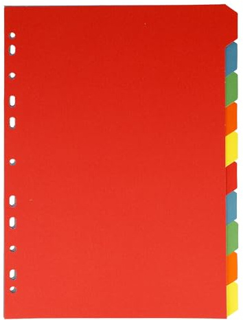Westcott tabs for A4 folders | dividers for A4 Binders | 10 Coloured tabs in 5 Colours as Folder Organiser | Sturdy 160g/m² with Euro Perforation | E-733312 00