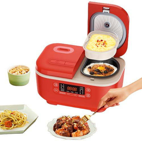 QUTBAG Olla arrocera eléctrica con Tanque Interior Doble, Olla arrocera multifunción con Control preciso de Temperatura de Doble Sentido, Cita de 12 Horas, Incluye Taza medidora con Cuchara de arroz